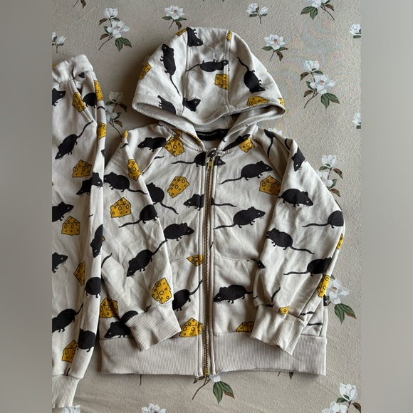 Mini Rodini set of joggers and hoodie with full zipper size 3/5Y - Picture 2 of 9